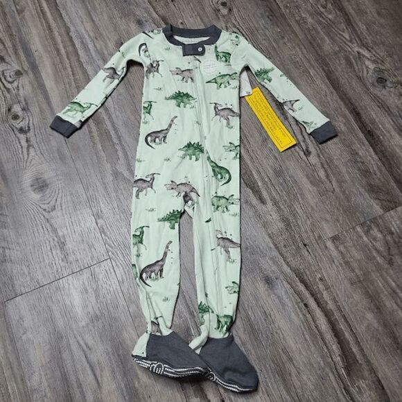 Burt's Bees Baby Boys One Piece Dino Snug Fit Footed Pajama 18M - Picture 1 of 3
